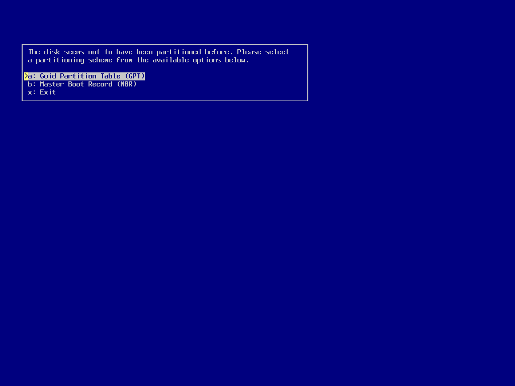 screenshot of sysinst partitioning scheme selection